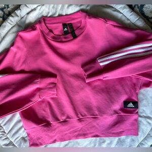 Hot pink adidas crew neck size small